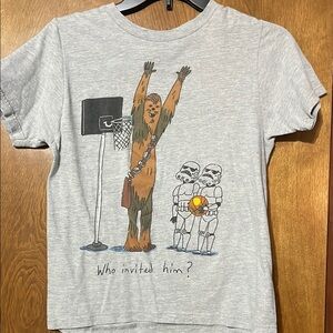 Star Wars Gray Short Sleeve Tee with Cartoon Graphic